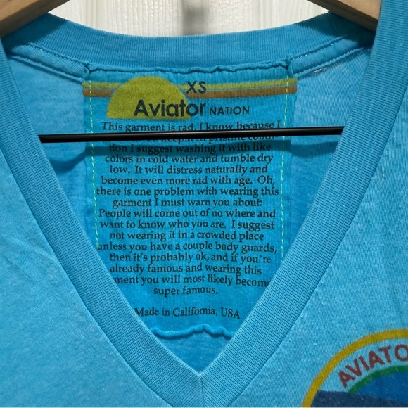 Aviator Nation Turquoise V-Neck Tee - Picture 3 of 4